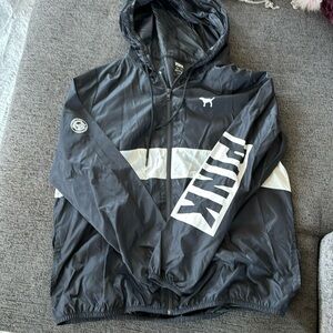 Pink wind breaker, black and white size xs-s